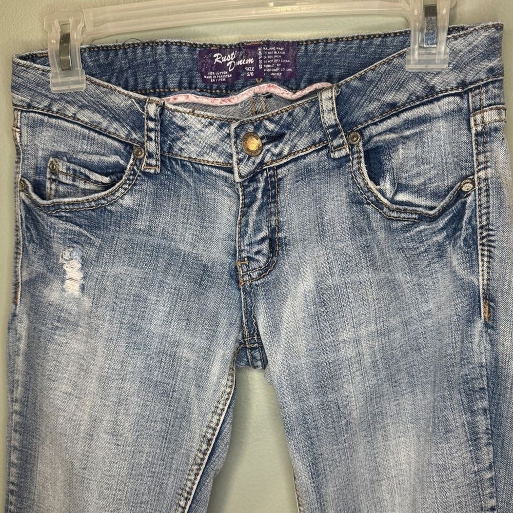 Rustic Denim Blue Jean‎ Capris Jeans White Wash - Picture 2 of 7